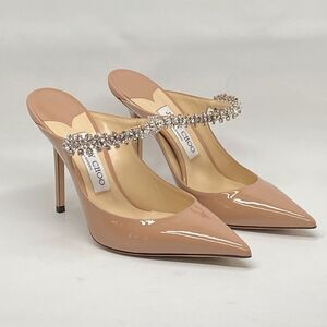 Jimmy Choo Bing 100MM Embellished Patent Leather Mules size 38